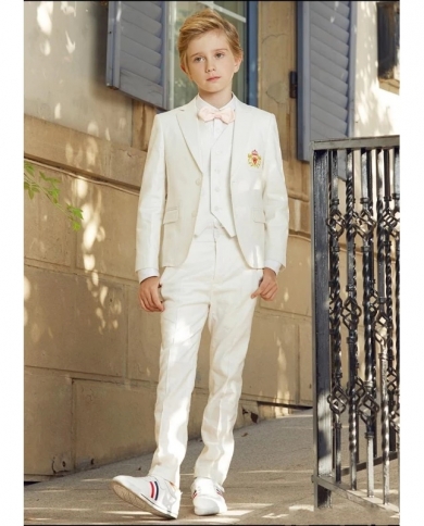 Ivory Formal Suits Set Costume Prom Wedding Kids Suits Boy Tuxedo Children Clothing Set Cute Blazer 2pcs jacketpants
